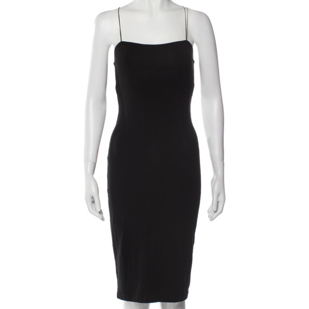 T By Alexander Wang Black Midi Dress With Cross Straps